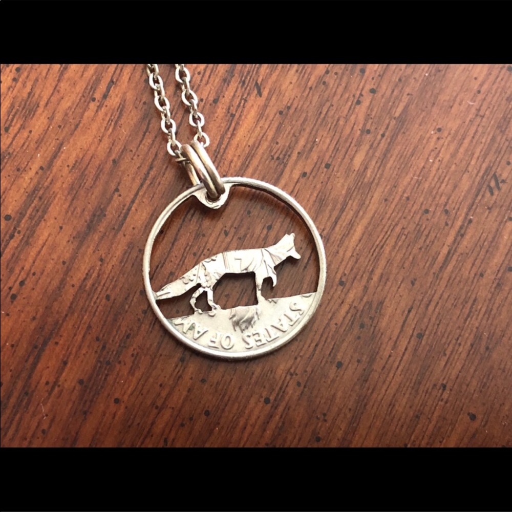 🦊 EUC fox necklace hand cut from US dime 🦊